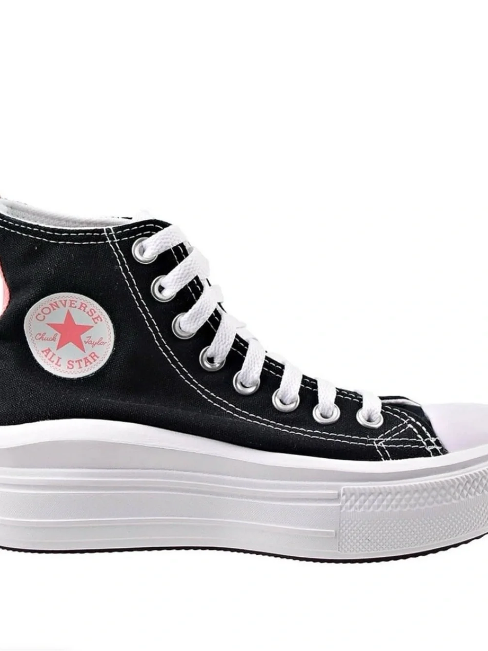 Converse Black High Top Platform Sneakers with Pink Heel Tab